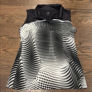 Sporto Graphic Black and White Sleeveless Polo Tank